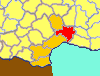 The Herault (red) in the Languedoc (orange) within France (yellow)).