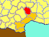 The Losere (red) in the Languedoc (orange) within France (yellow)).